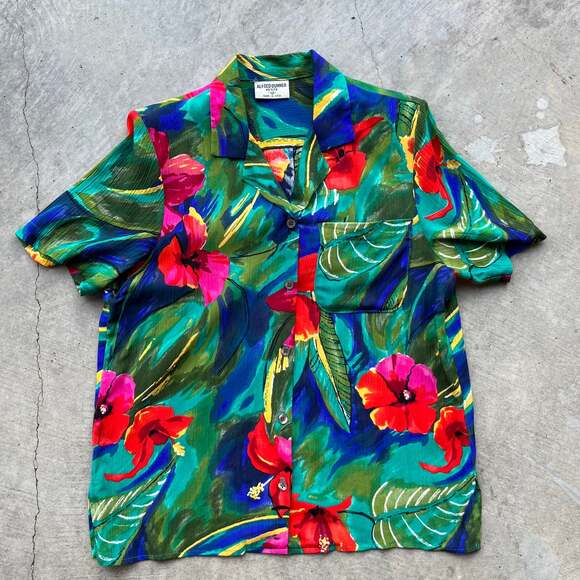 Vintage Alfred Dunner Petite Button Down Floral Hawaiian Shirt - Picture 1 of 4